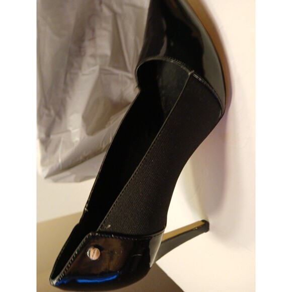 Calvin Klein Brie BlackPatent/Elastic Pump Heels Womens 9.5M POINTED TOE - Picture 13 of 16